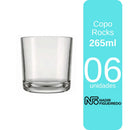 Copo Whisky Bar Rocks Nadir 265ml - Vidro Resistente - Kit 6, 12 ou 24 Un