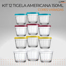 Kit 12 Tigelas Vidro Temperado Nadir com Tampa - 150ml, 350ml ou 1L - Empilháveis