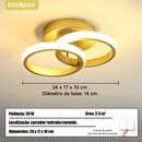 Luminária de Teto Anéis Entrelaçados 32W LED | Preto, Branco ou Dourado | 110V-220V
