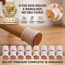Kit 16 Protetores para Pés de Cadeira em Silicone com Feltro