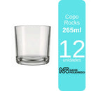 Copo Whisky Bar Rocks Nadir 265ml - Vidro Resistente - Kit 6, 12 ou 24 Un