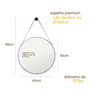 Espelho Elegance Premium - Alça Em Couro 60cm + Suporte